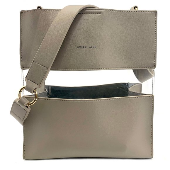 MATHEW + JULIAN Designer Transparent/Faux Leather Tote Shoulder Bag - Picture 1 of 10
